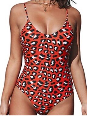 Cupshe Red Leopard Print One-Piece Swimsuit
